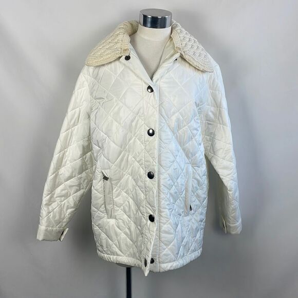 Prada White 3/4 Quilted Knit Collar Jacket